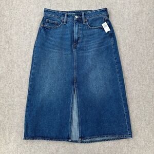 NWT Old Navy Denim Secret Smooth Pockets Jean Skirt 8‎ Blue Front Slit High Rise